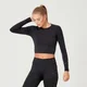 Top corto de manga larga y sin costuras Shape Ultra para mujer - Negro