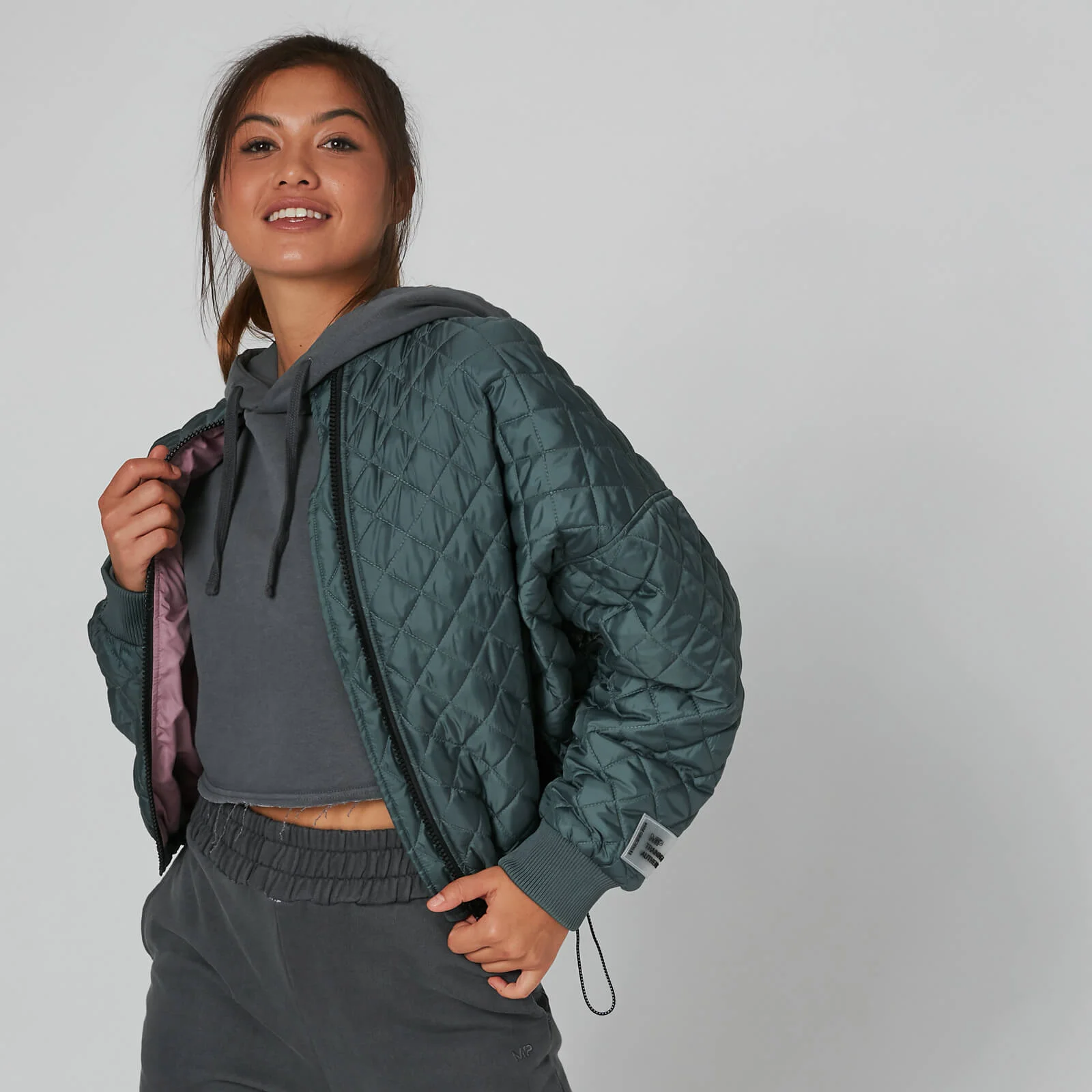 Chaqueta Bomber Acolchada Oversized - Gris - XS Imagen 1
