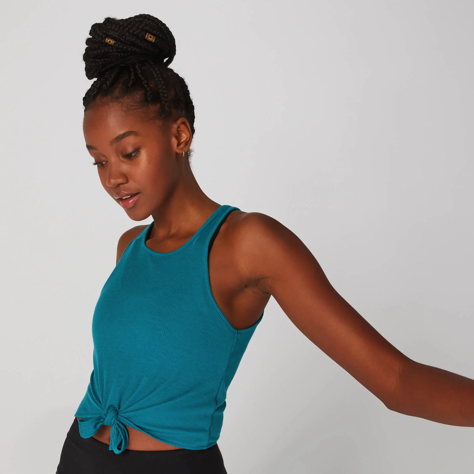 Top Corto Rib con Lazo Delantero - Azul - XS Imagen 1