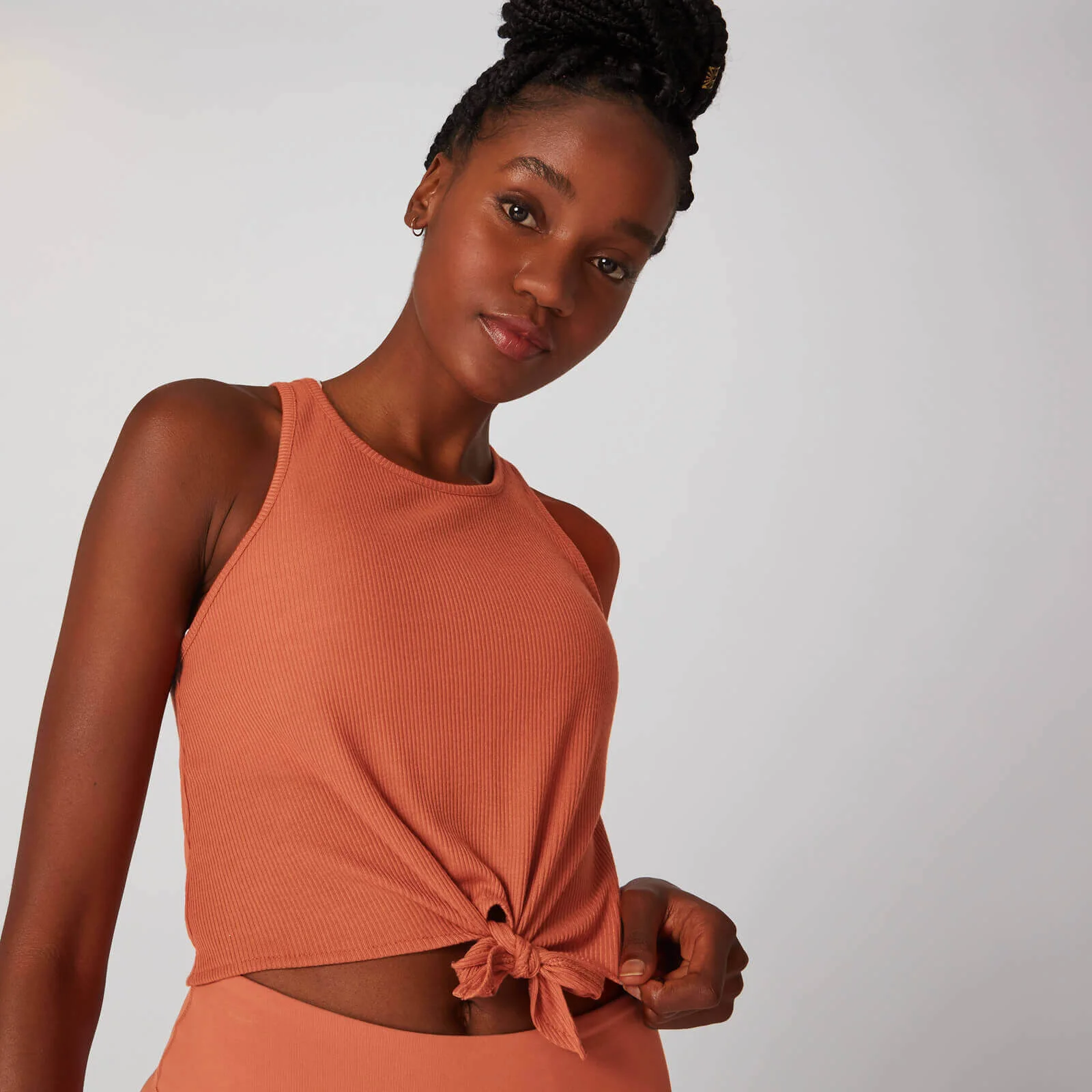 Top Corto Rib con Lazo Delantero - Naranja - XS Imagen 1