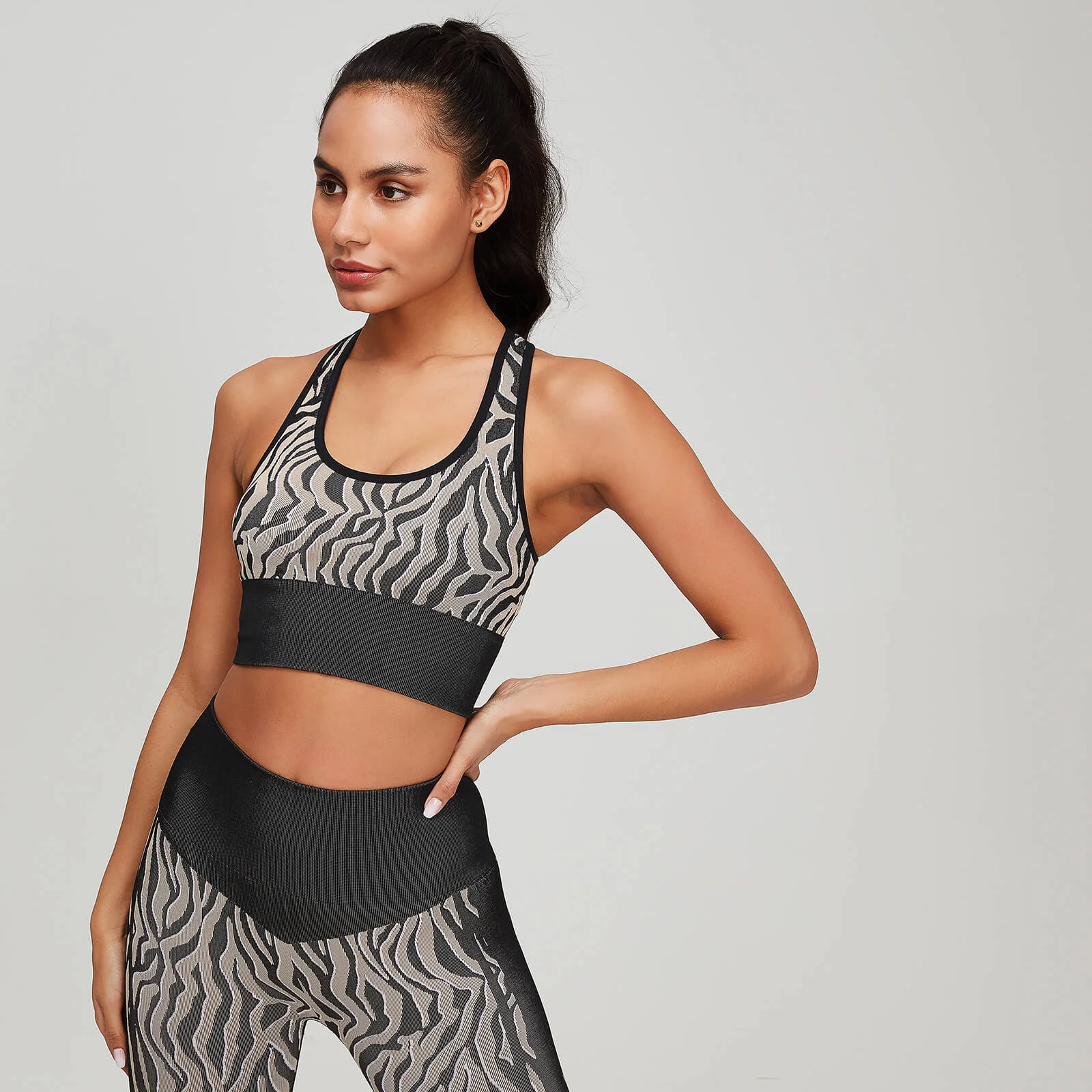 Sujetador Deportivo Sin Costuras Animal Print - Negro/Praliné - XS Imagen 1