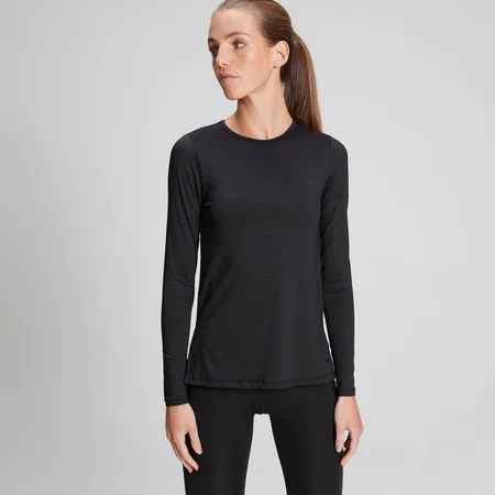 Top de manga larga Velocity para mujer - Negro