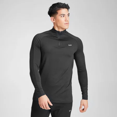Camiseta con cremallera ¼ Velocity para hombre de MP - Negro