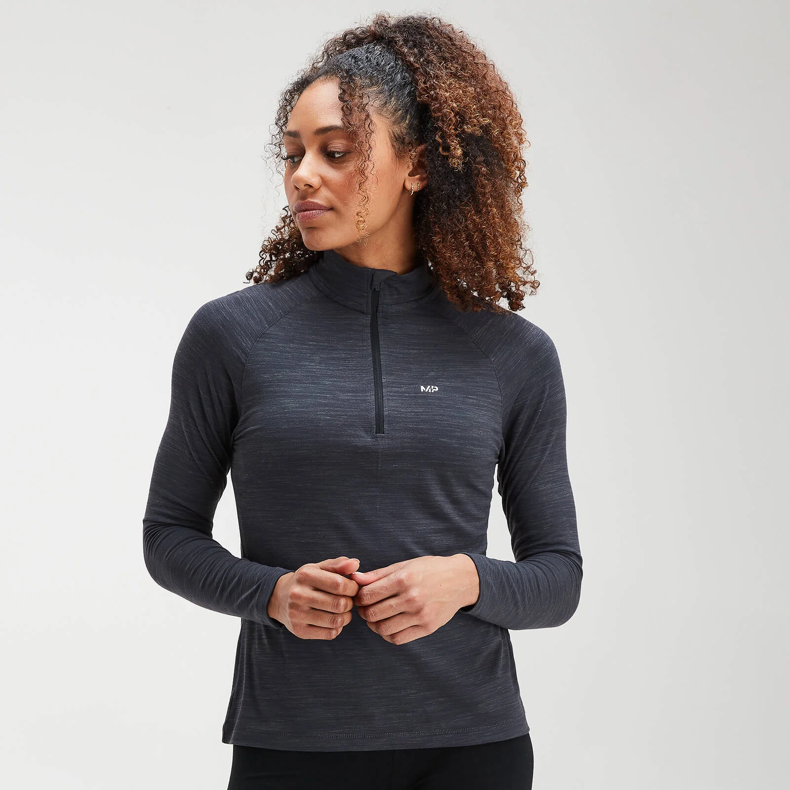 Camiseta de entrenamiento con cremallera para mujer de MP - Negro/carbón jaspeado - XS Imagen 1