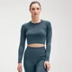 Top corto de manga larga y sin costuras Shape Ultra para mujer - Deep Sea Blue