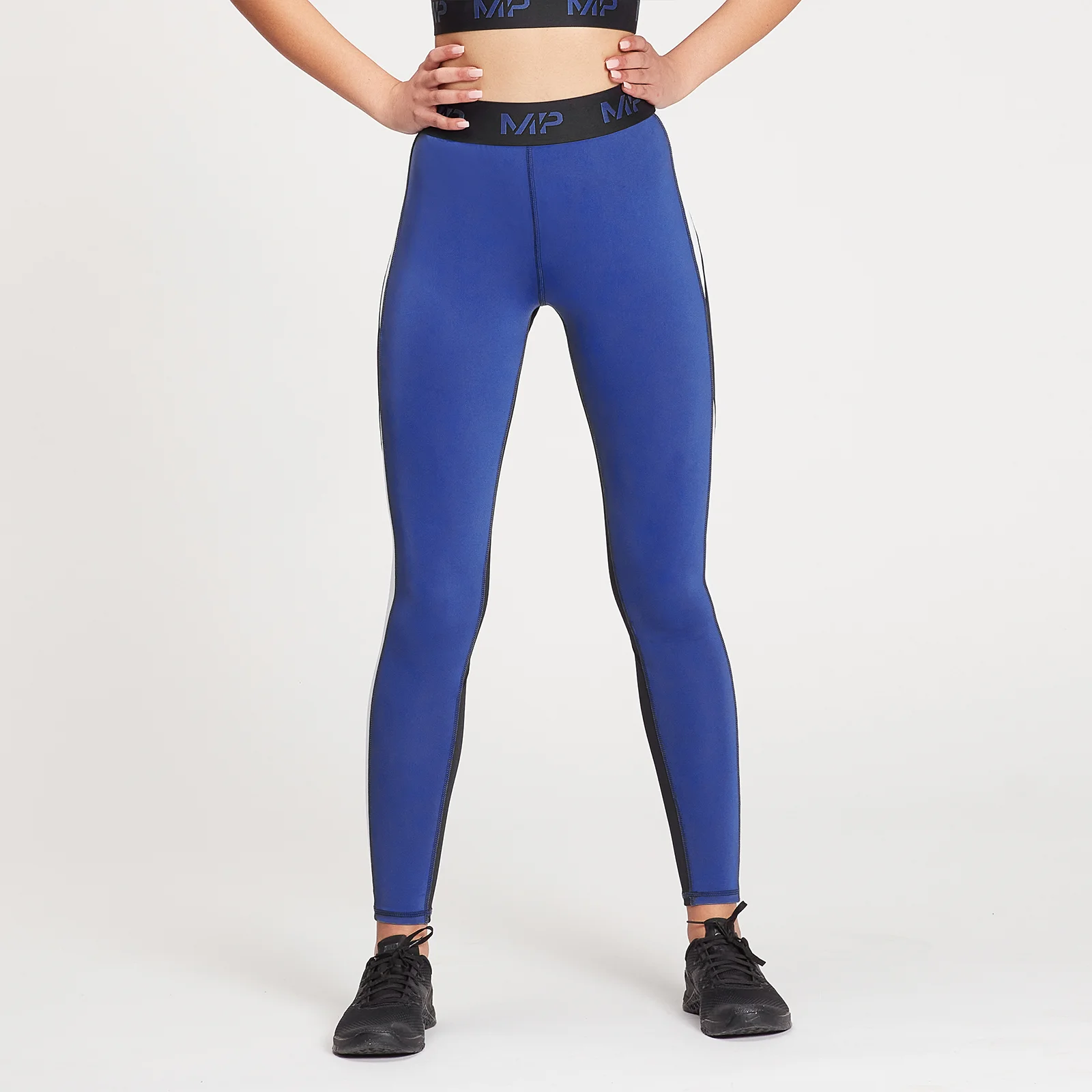 MP Women's Engage Colour Block Leggings - Black / White / Cobalt - XXS Imagen 1