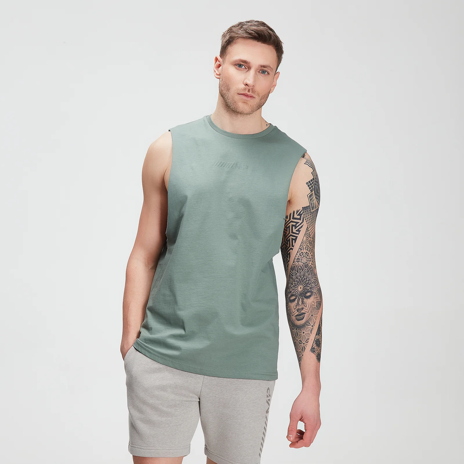 Camiseta sin mangas Tonal Graphic para hombre de MP - Verde lavado - XXS Imagen 1