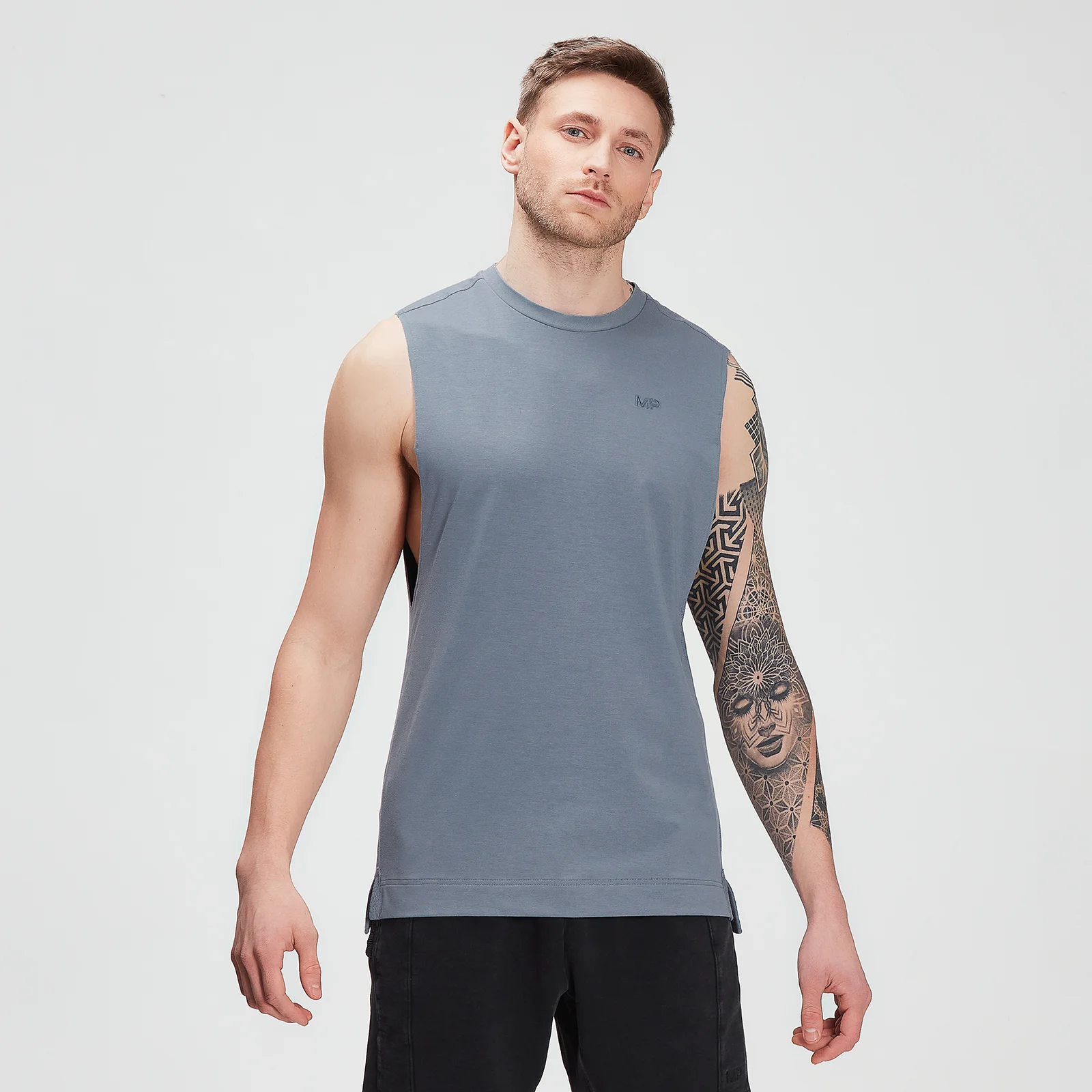 Camiseta de entrenamiento drirelease® para hombre con sisa caída - Gris azulado - XXS Imagen 1