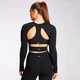 Top de manga larga Power para mujer de MP - Negro