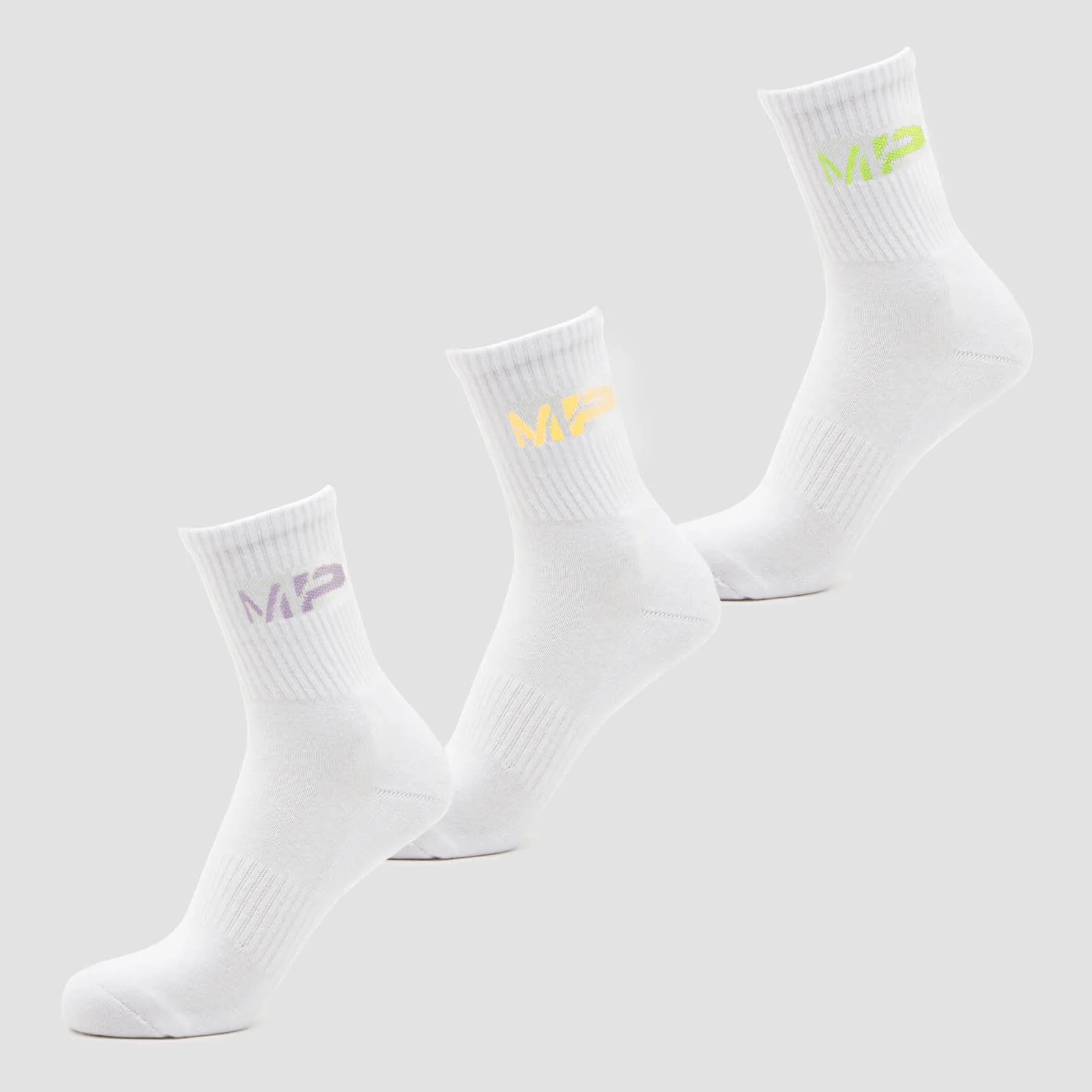 MP Women's Neon MP Logo Crew Socks (3 Pack) Butterfly/Banana/Lavender - UK 3-6 Imagen 1