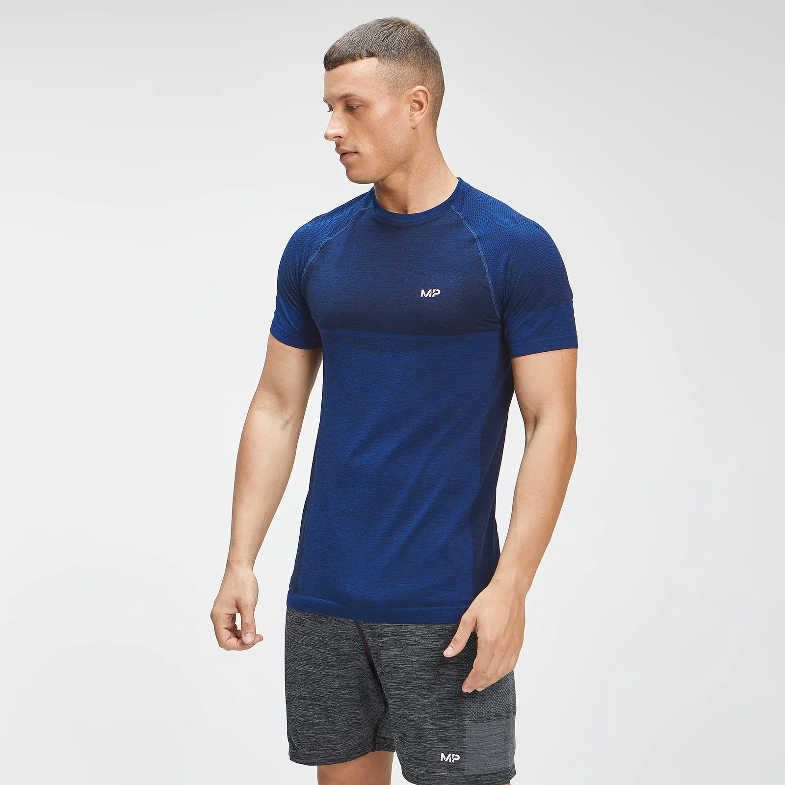 Camiseta de manga corta sin costuras Essentials para hombre de MP - Azul intenso jaspeado - XXS Imagen 1