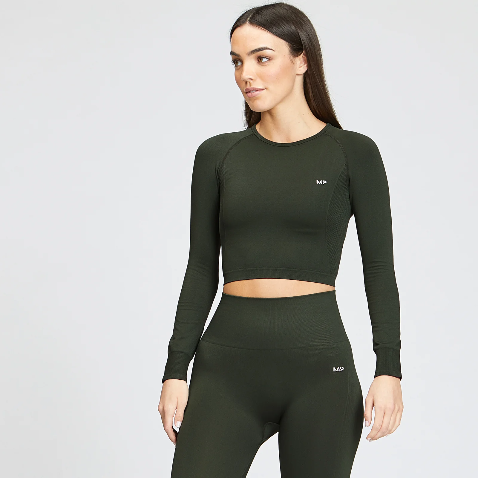 MP Women's Shape Seamless Long Sleeve Crop Top - Vine Leaf - XXS Imagen 1