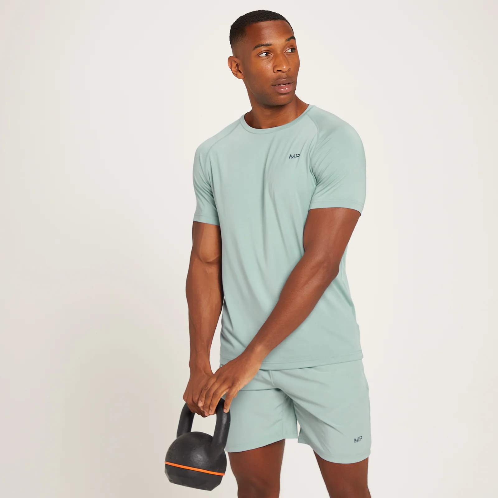 Camiseta de manga corta de entrenamiento con detalle gráfico Linear Mark para hombre de MP - Azul hielo - XXS Imagen 1