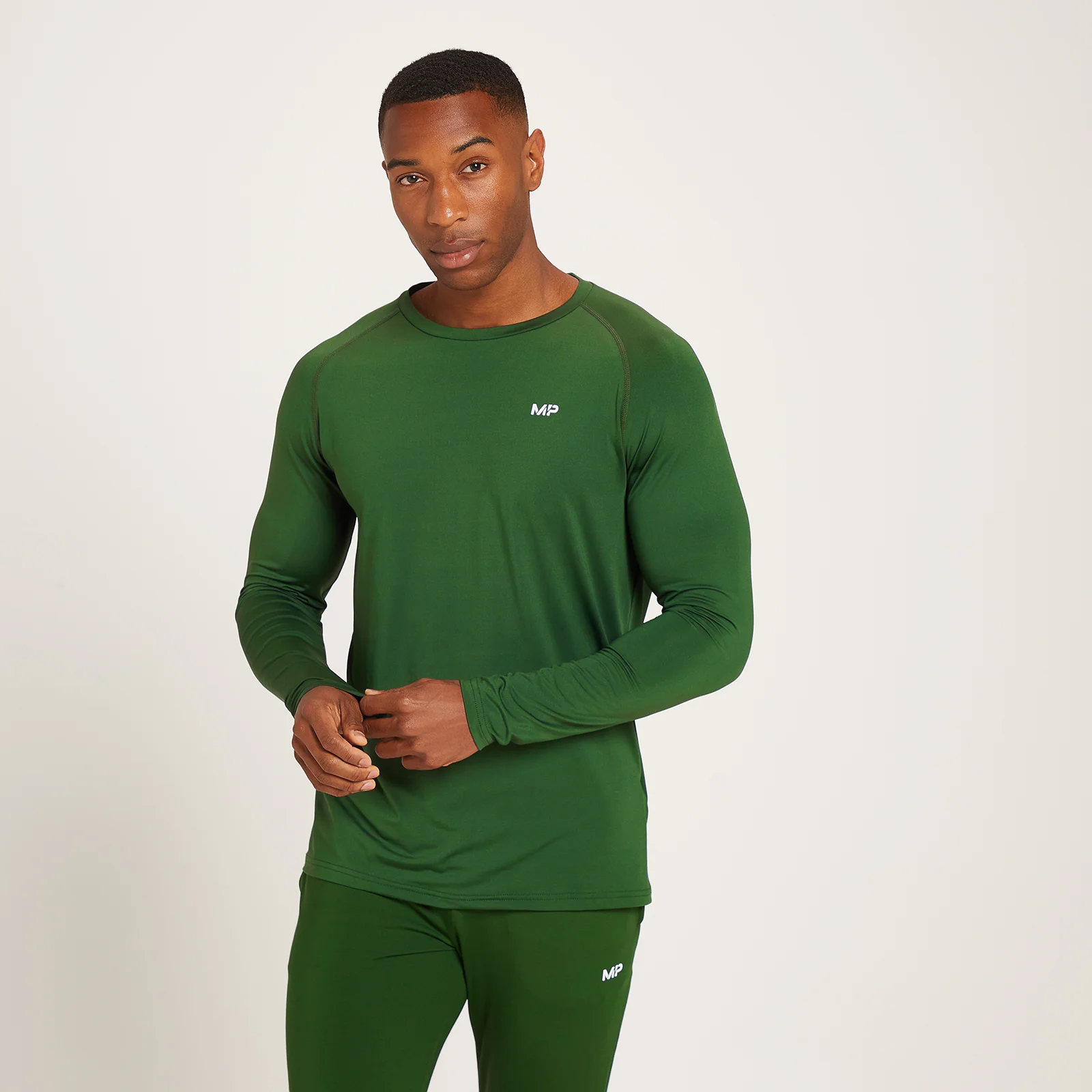 Camiseta de manga larga de entrenamiento con detalle gráfico Linear Mark para hombre de MP - Verde oscuro - XXS Imagen 1