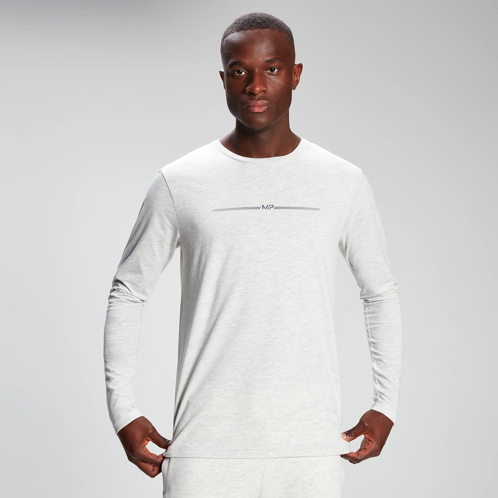 Camiseta de manga larga con miniestampado de marca para hombre de MP - Gris claro jaspeado - XXS Imagen 1