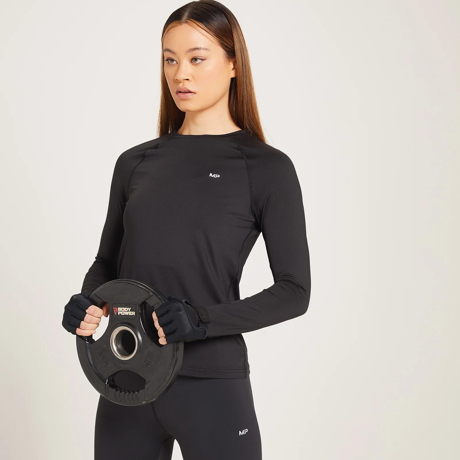 Top de manga larga de entrenamiento con detalle gráfico Linear Mark para mujer de MP - Negro - XXS Imagen 1