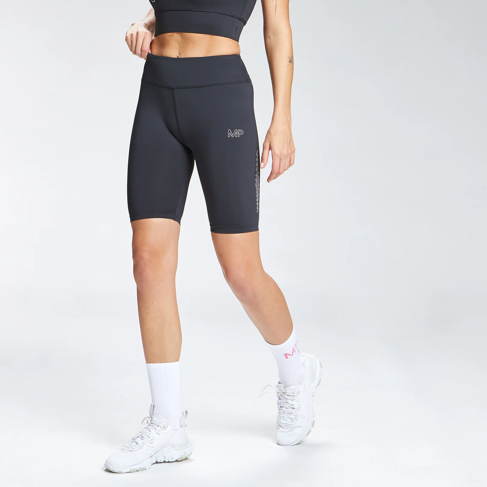 Pantalón corto de ciclismo de entrenamiento con estampado de marca repetido para mujer de MP - Negro - XXS Imagen 1