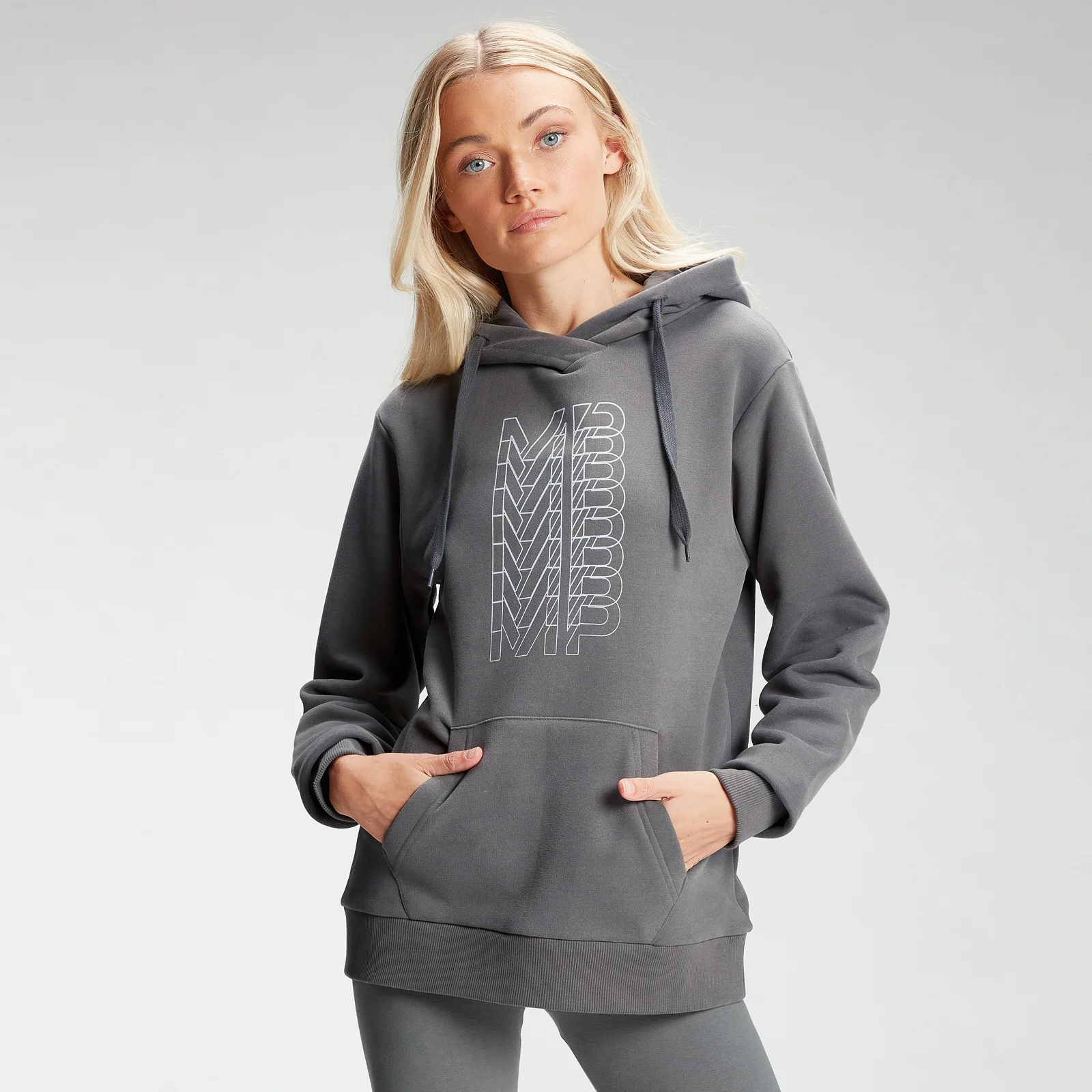 Sudadera con capucha y gráfico de MP repetido para mujer de MP - Gris carbón - XXS Imagen 1