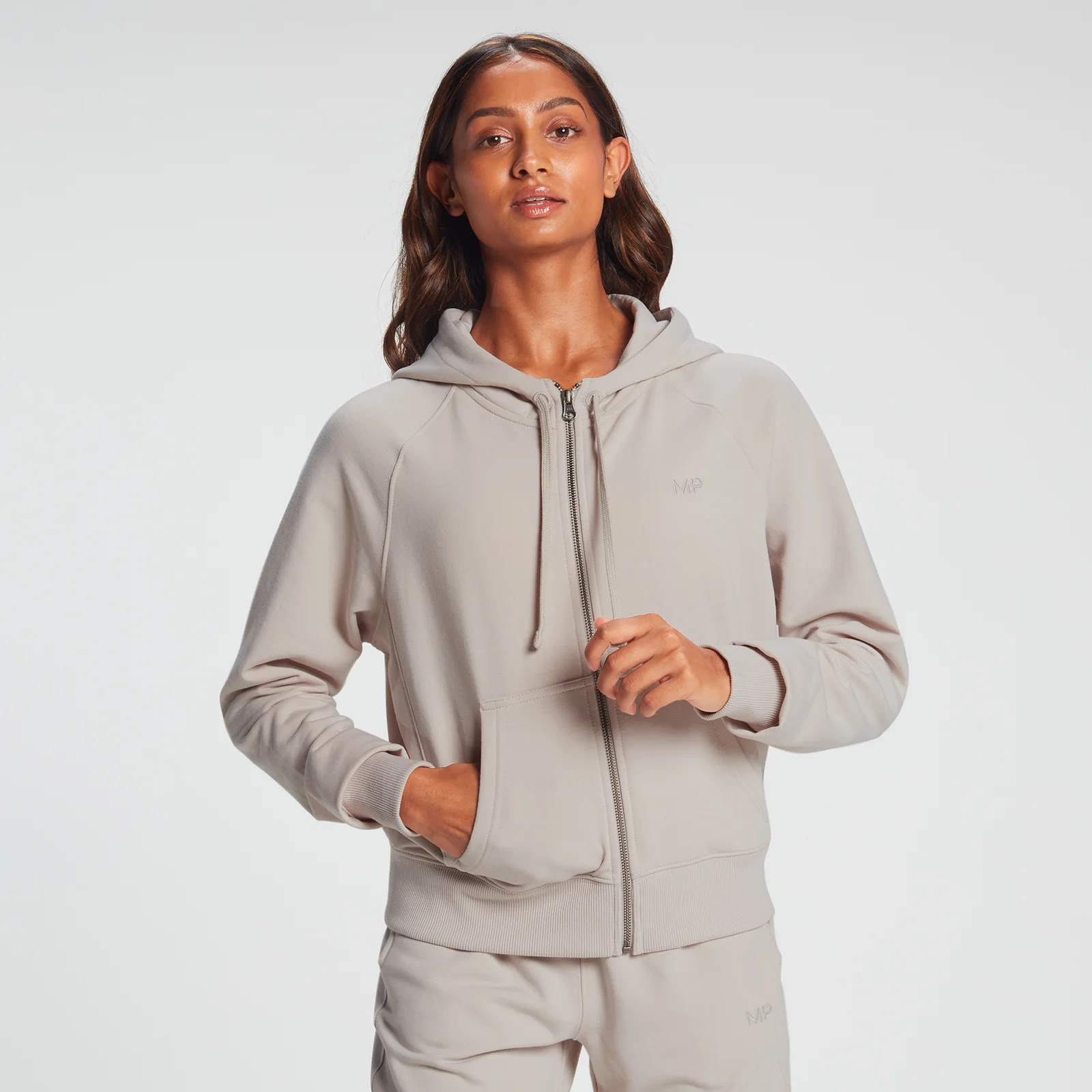 Sudadera con capucha y cremallera integral Rest Day para mujer de MP - Gris hueso - XXS Imagen 1