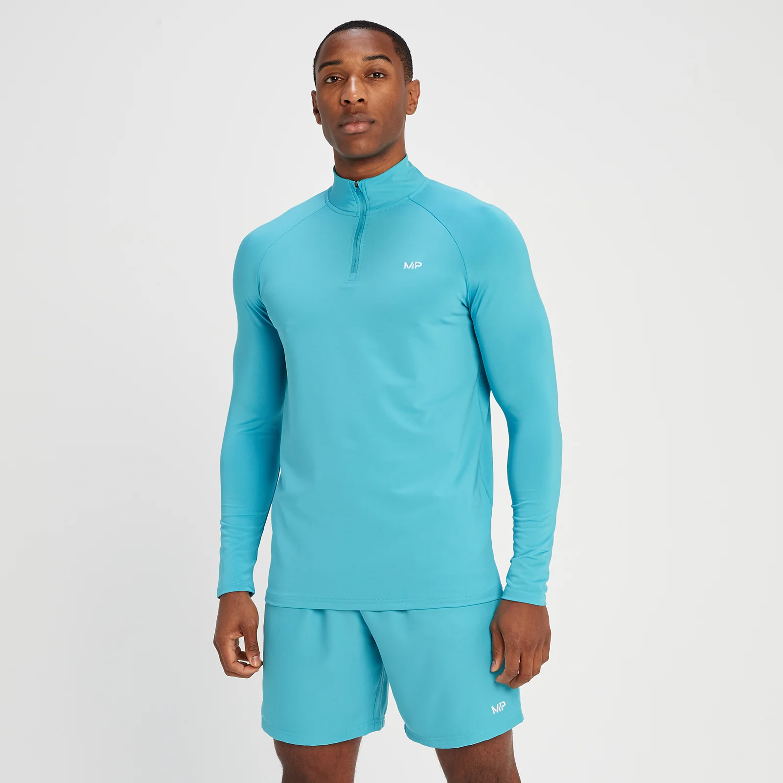 Camiseta de entrenamiento con cremallera de 1/4 para hombre de MP - Azul acero - XXS Imagen 1