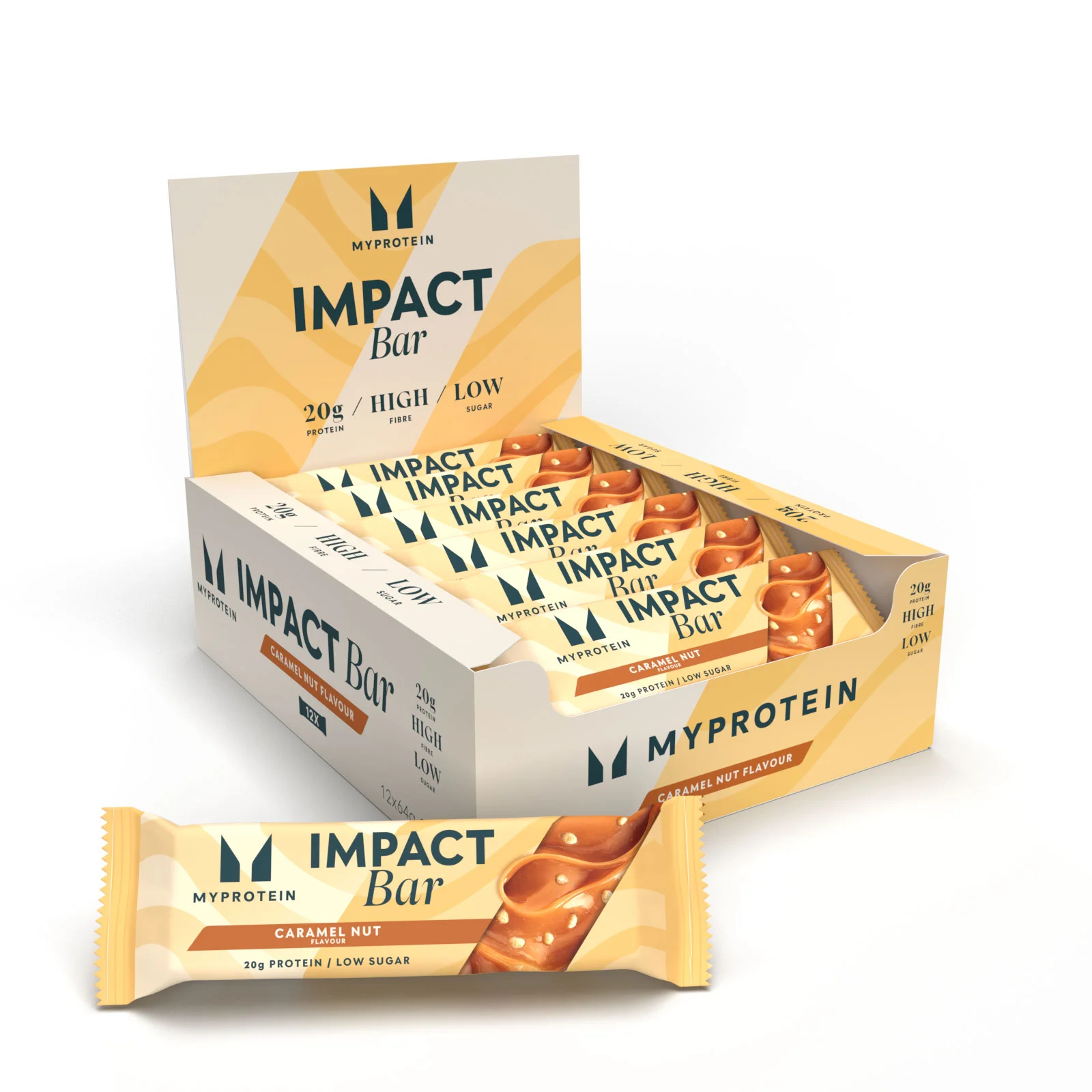 Barrita Impact Protein - 12 x 64g - Caramelo y Nuez Imagen 1