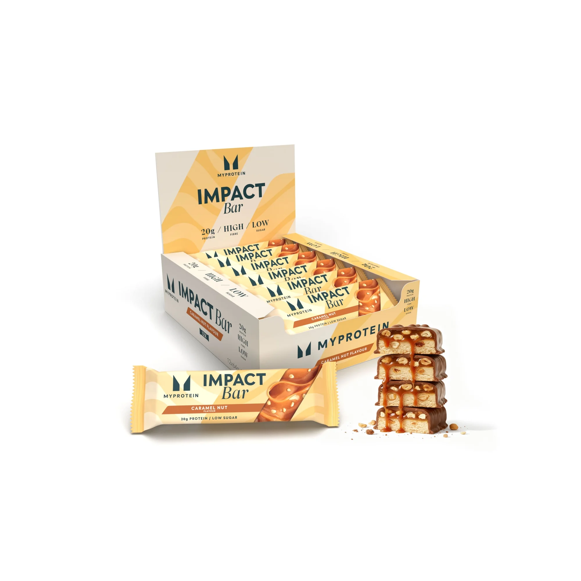 Barrita Impact Protein - 12 x 64g - Caramelo y Nuez Imagen 1