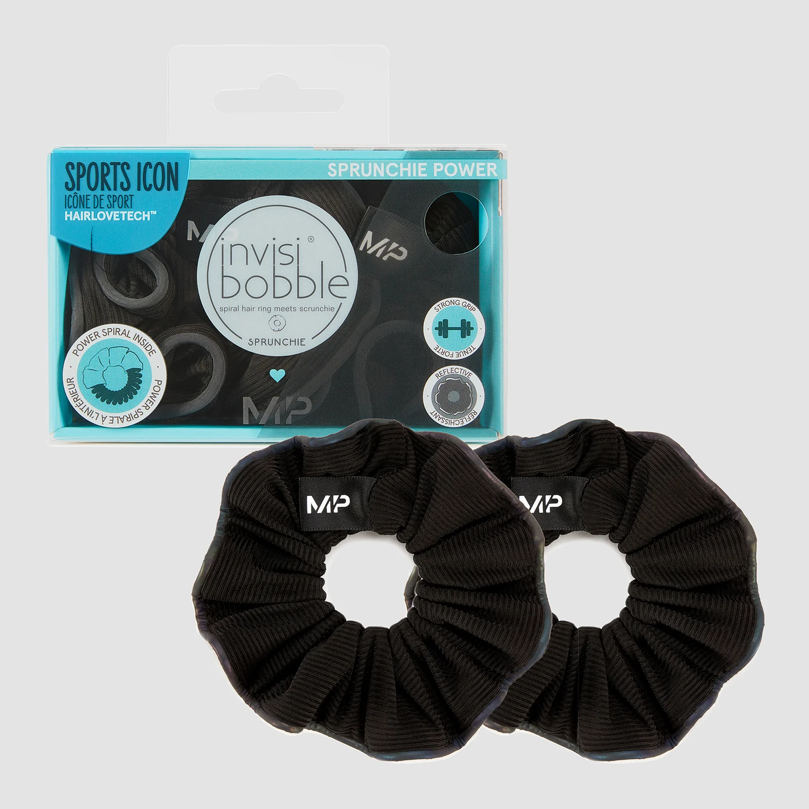 Coletero MP X Invisibobble® Reflective Power Sprunchie - Negro - PAQUETE DE 2 Imagen 1