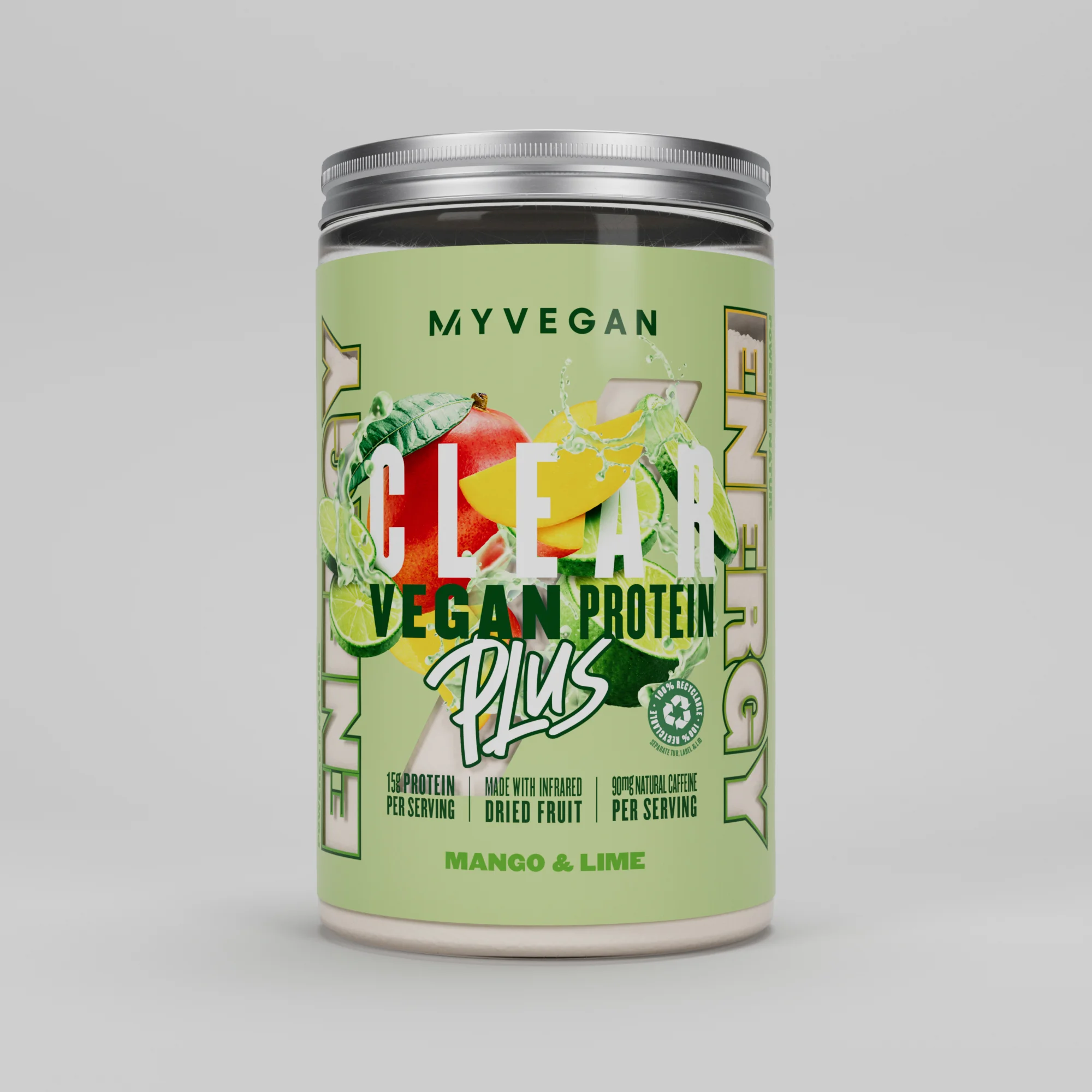 Clear Vegan Protein Plus – Energy - 375g - Mango & Lime Imagen 1
