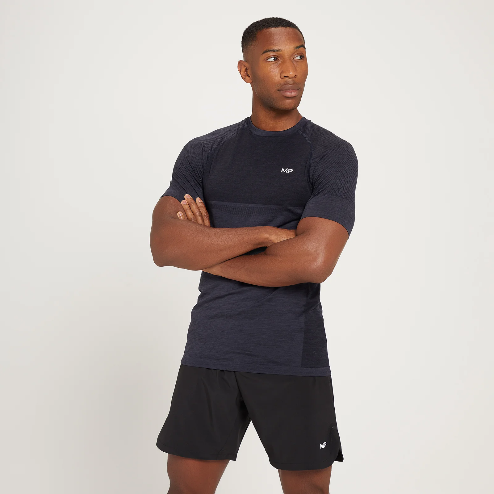 Camiseta de manga corta sin costuras Essentials para hombre de MP - Negro jaspeado - XS Imagen 1