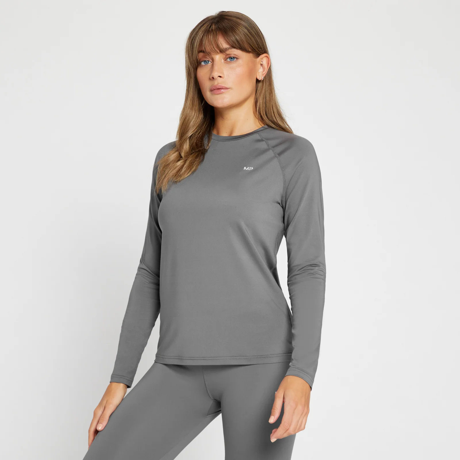 Camiseta de entrenamiento de manga larga con gráfico de MP repetido para mujer de MP - Gris carbón - XXS Imagen 1