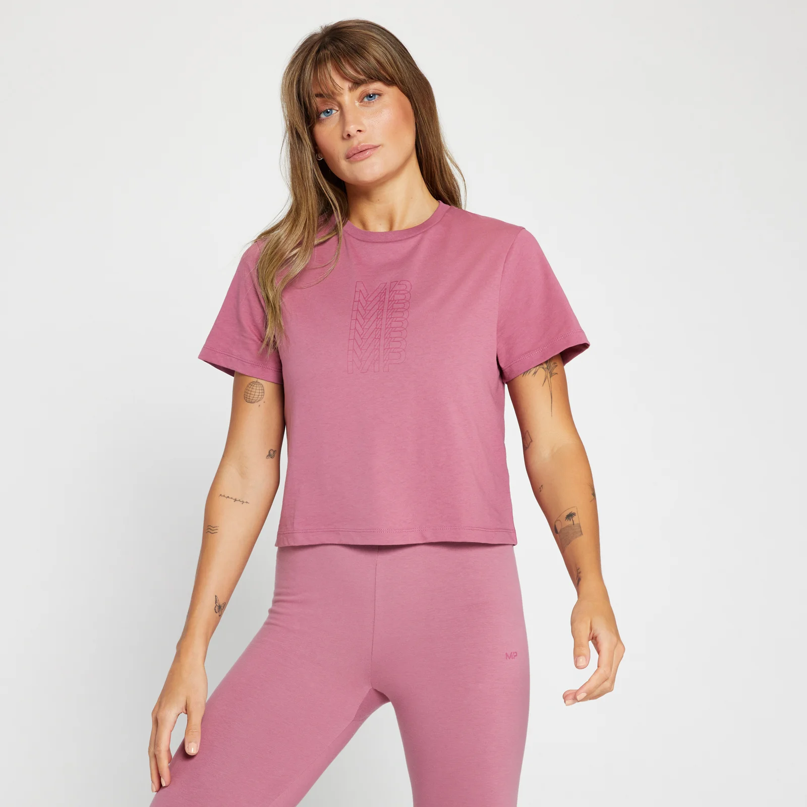 Camiseta corta con gráfico de MP repetido para mujer de MP - Malva - XXS Imagen 1