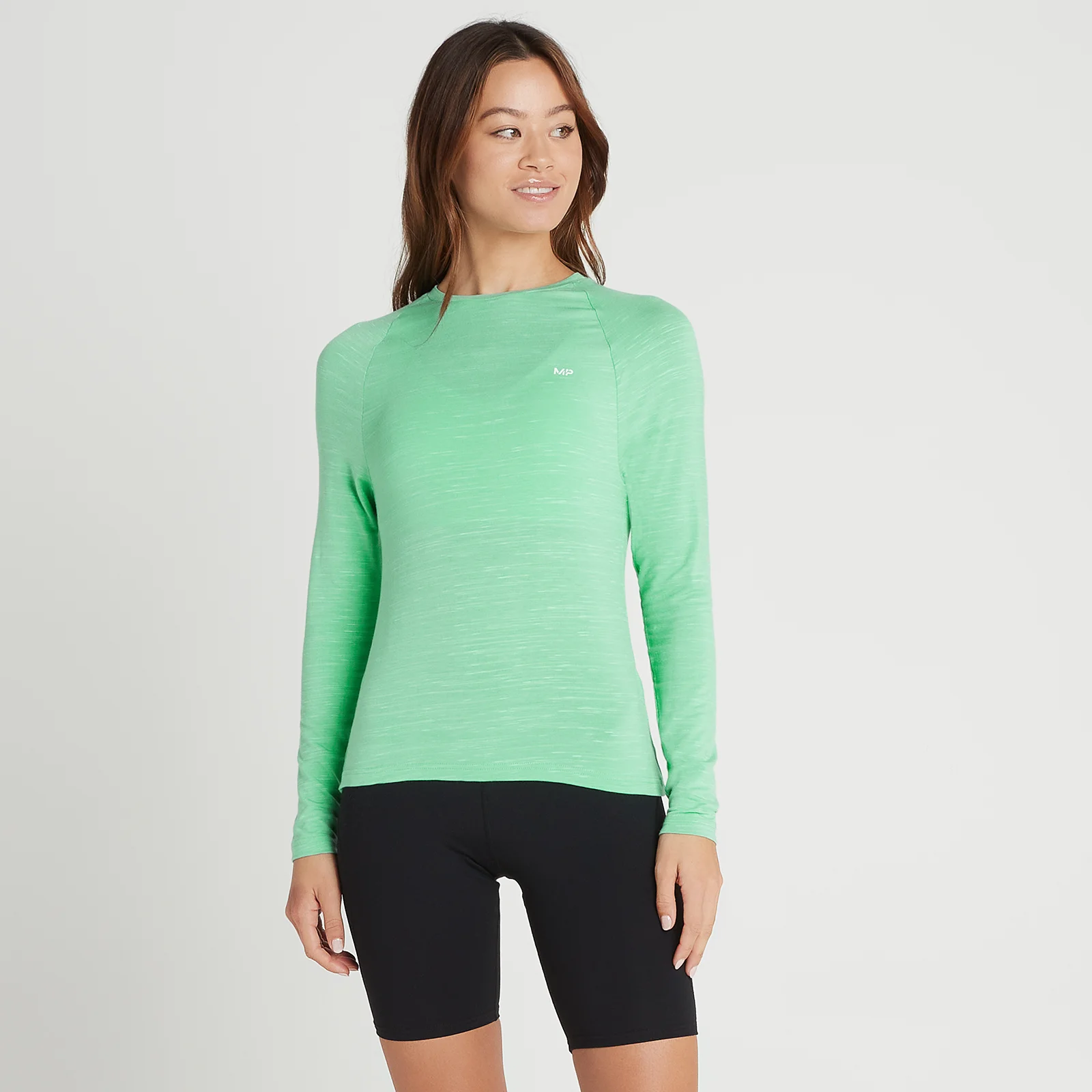 Camiseta Performance Training de manga larga para mujer de MP - Verde hielo jaspeado con motas blancas - XS Imagen 1