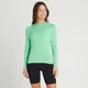 Camiseta Performance Training de manga larga para mujer de MP - Verde hielo jaspeado con motas blancas