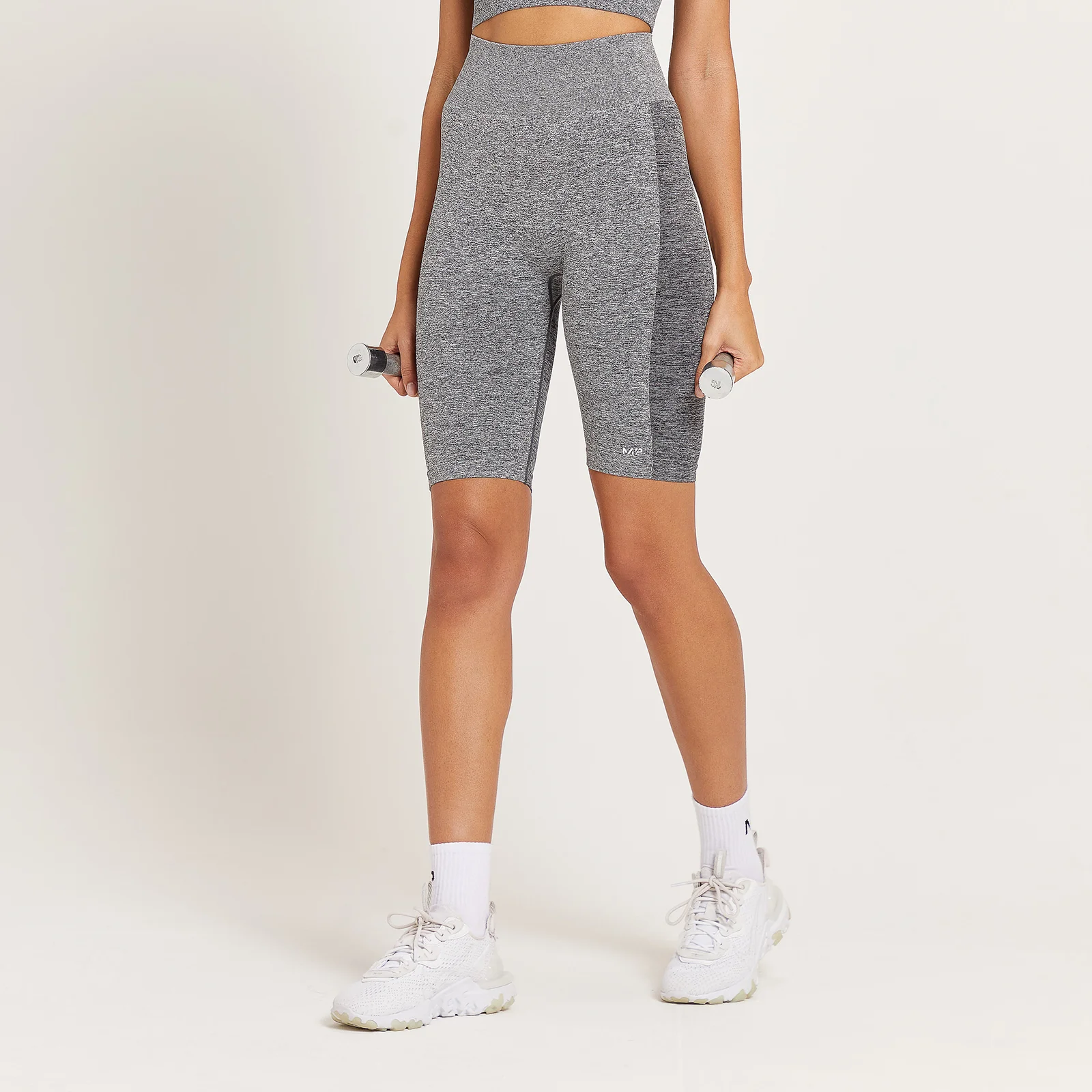 Pantalón corto de ciclismo de talle alto Curve para mujer de MP - Gris jaspeado - XXS Imagen 1