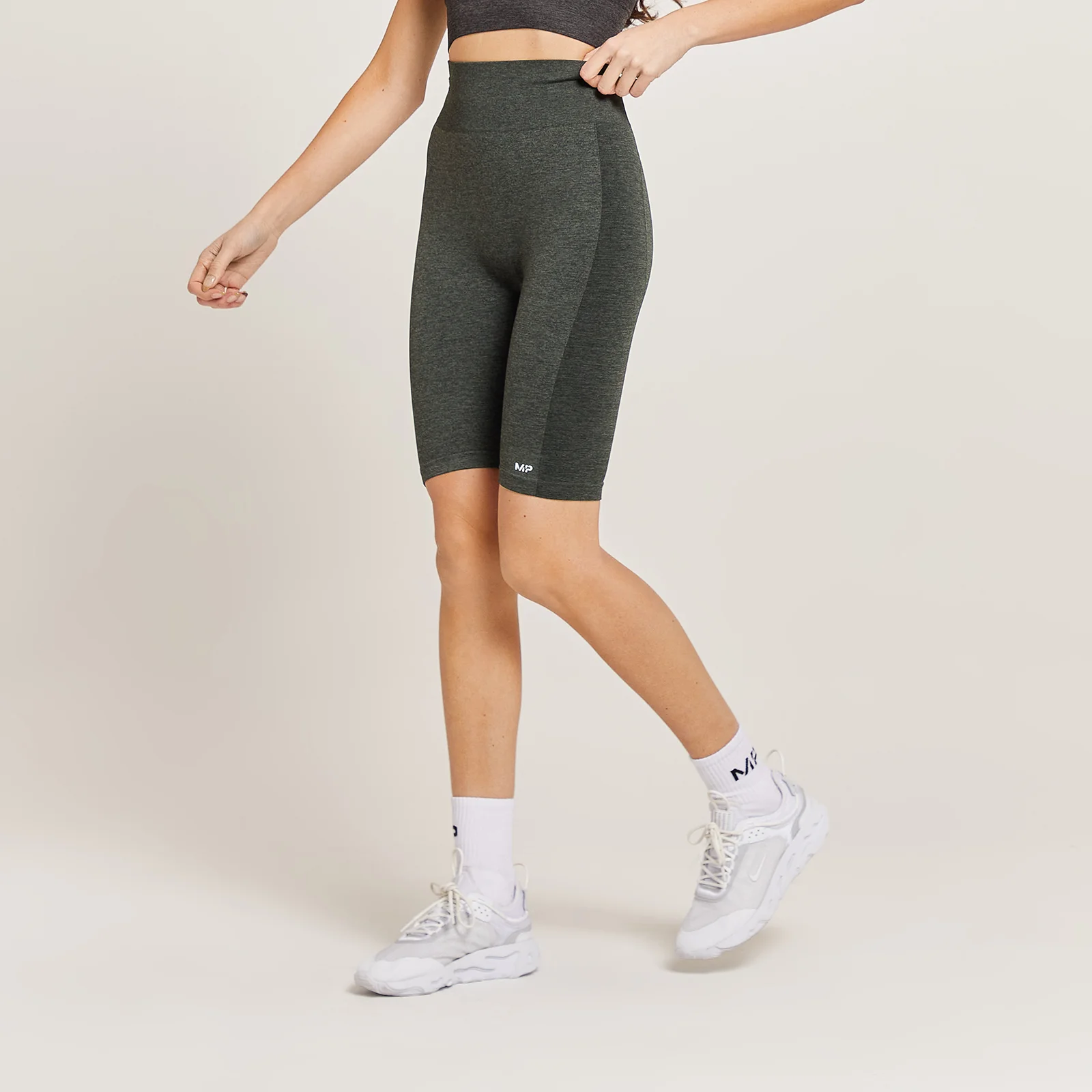 Pantalón corto de ciclismo de talle alto Curve para mujer de MP - Gris carbón jaspeado - XXS Imagen 1
