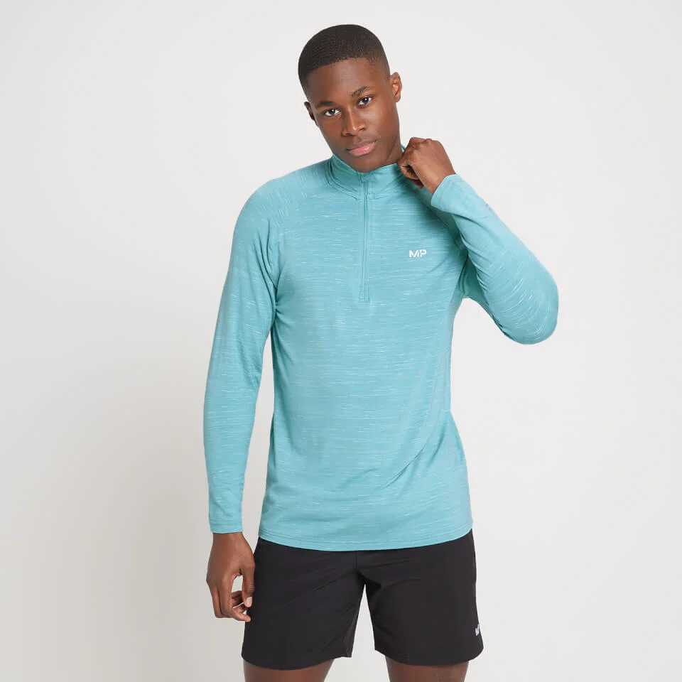 Camiseta Performance con cremallera de 1/4 para hombre de MP - Verde ahumado jaspeado - XXS Imagen 1