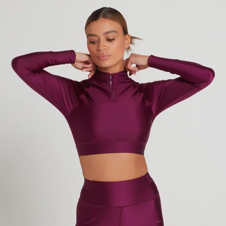 Camiseta corta de manga larga con cremallera de 1/4 Engage de edición limitada para mujer de MP - Púrpura intenso