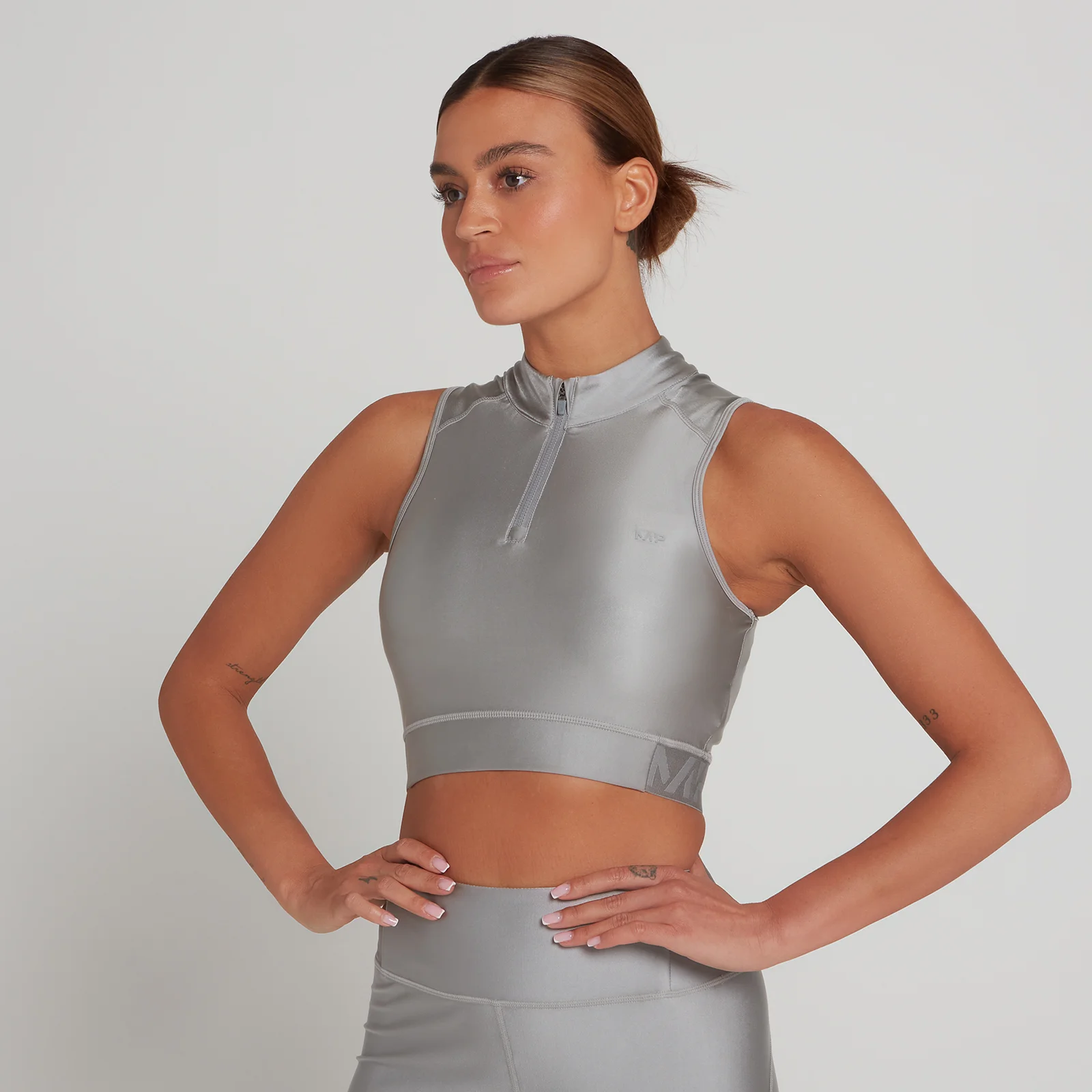 Camiseta corta de tirantes con cremallera de 1/4 Engage de edición limitada para mujer de MP - Gris tormenta - XXS Imagen 1