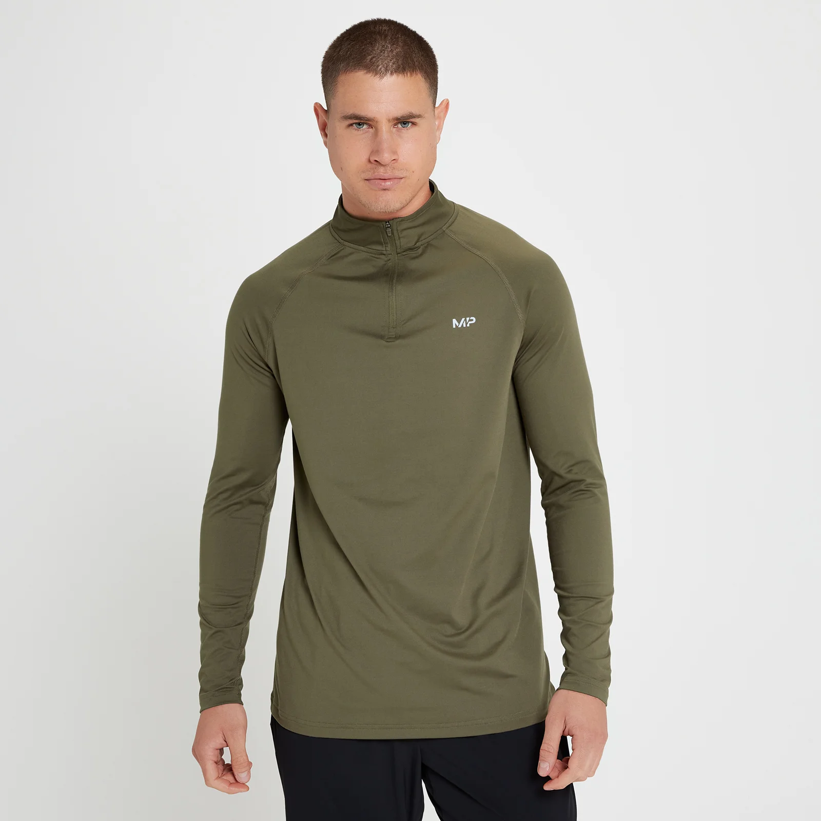 Camiseta con cremallera de 1/4 Velocity para hombre de MP - Verde militar - XXS Imagen 1