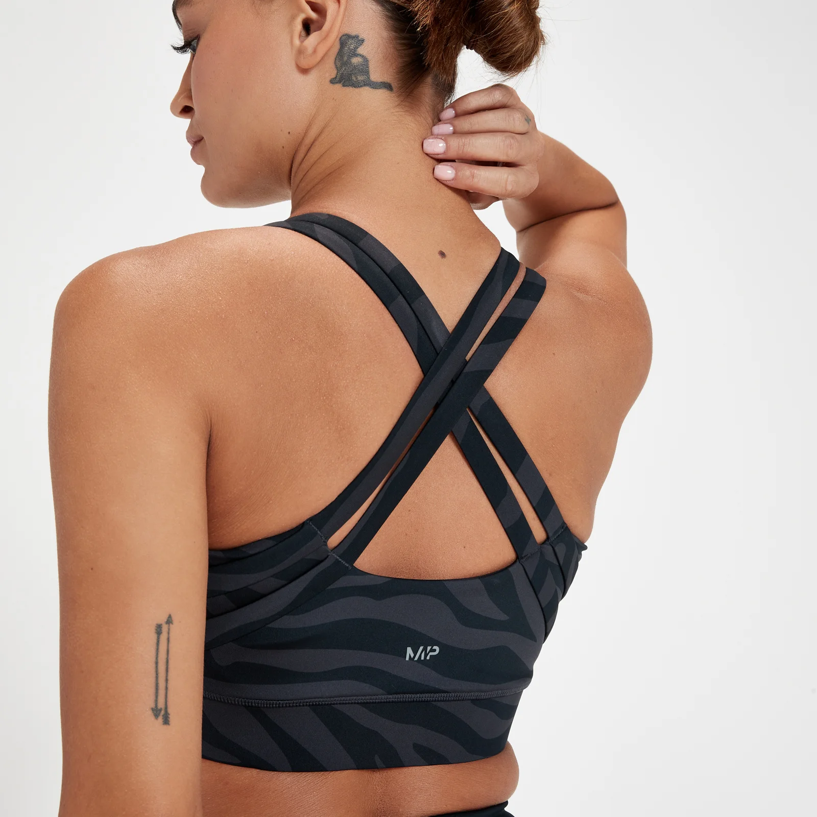 Sujetador deportivo Tempo para mujer de MP - Negro cebra - XXS Imagen 1