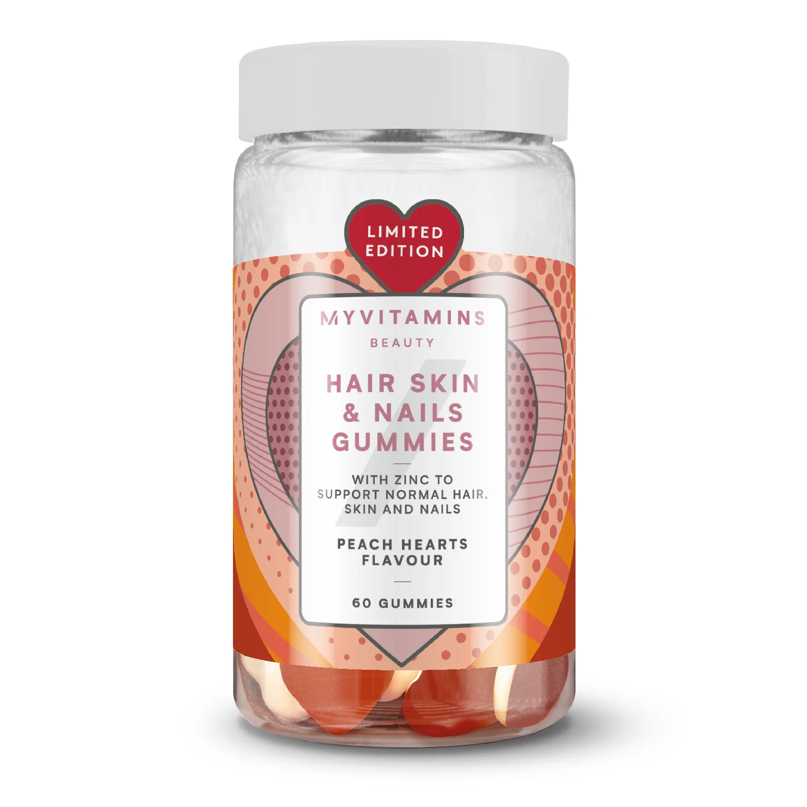 Gominolas para Pelo, Piel y Uñas - Corazones de melocotón - 60Gominolas - Peach Heart Imagen 1