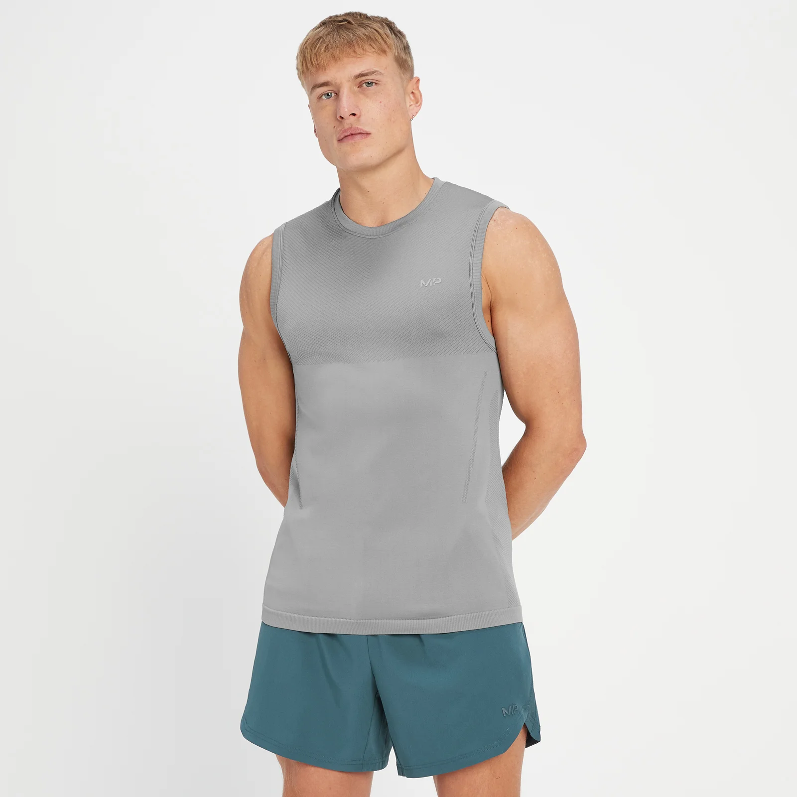 Camiseta sin mangas ni costuras Tempo para hombre de MP - Gris tormenta - XXS Imagen 1