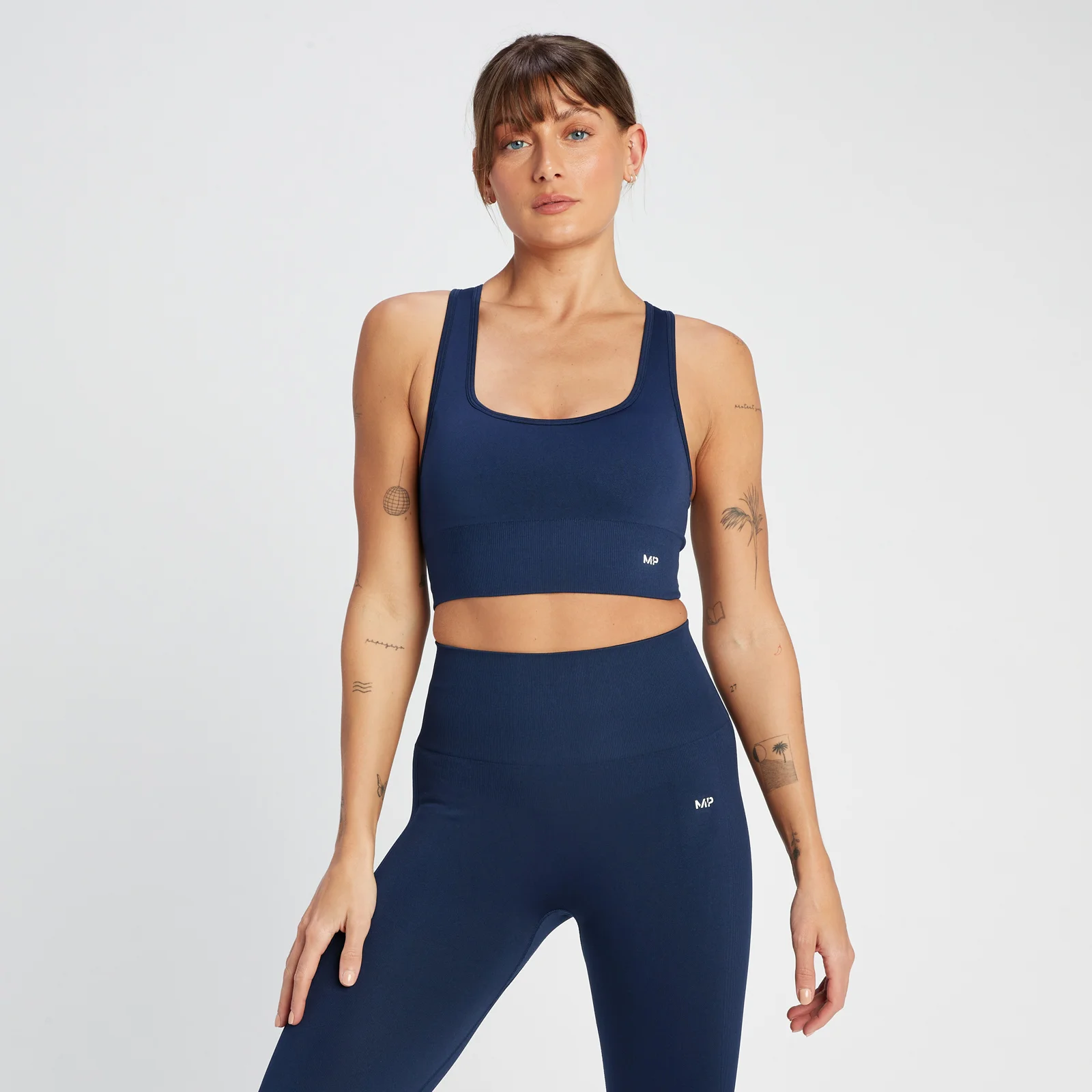 MP Women's Shape Seamless Cross Strap Sports Bra - Navy - XXS Imagen 1