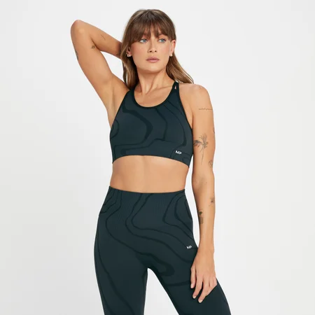 Sujetador deportivo sin costuras Tempo Wave para mujer de MP - Negro