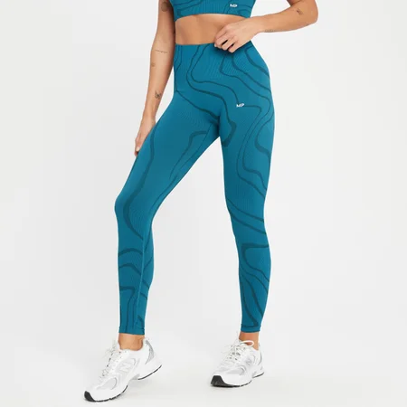 Mallas sin costuras Tempo Wave para mujer de MP - Azul verde azulado
