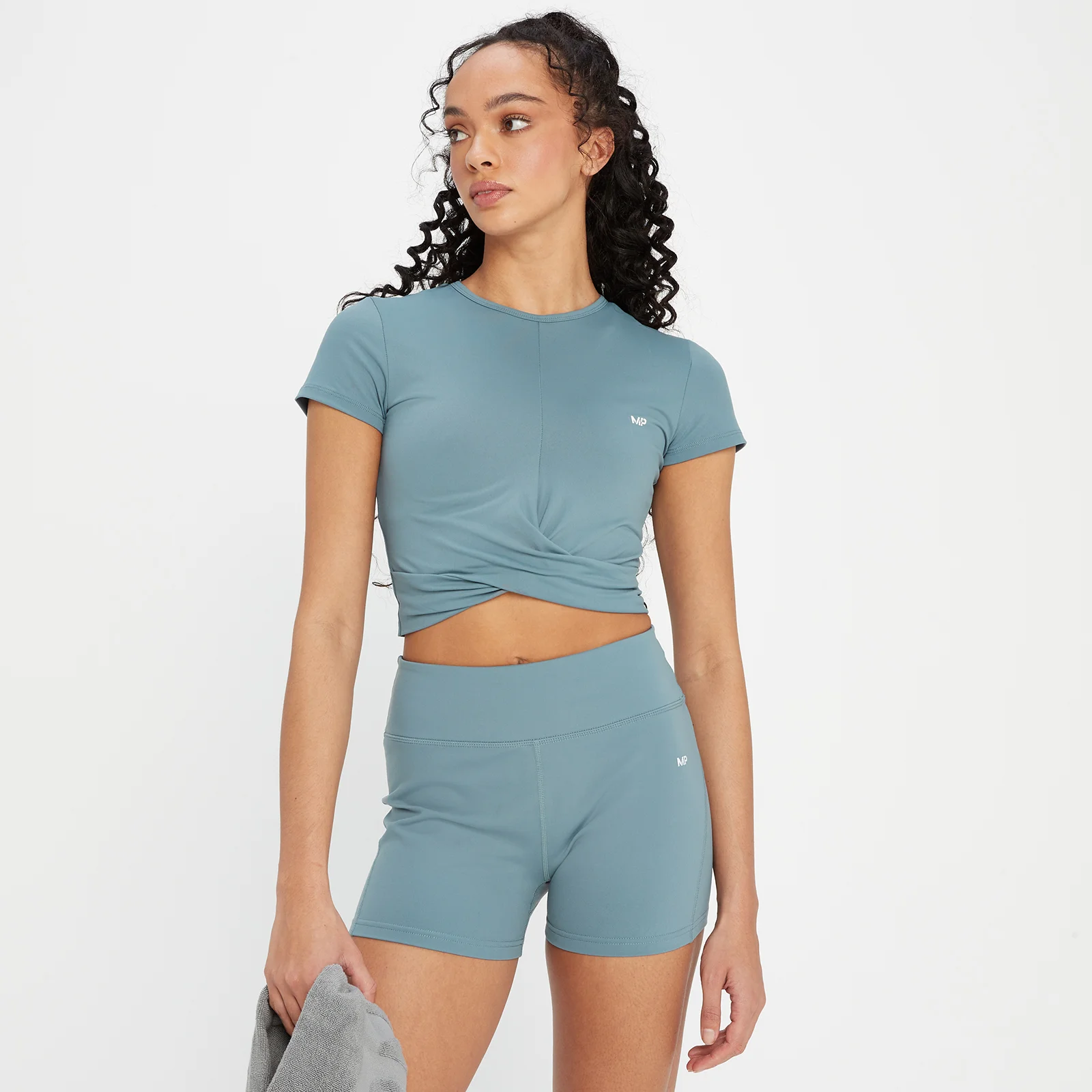 Top corto de manga corta Power para mujer de MP - Azul guijarro - XXS Imagen 1