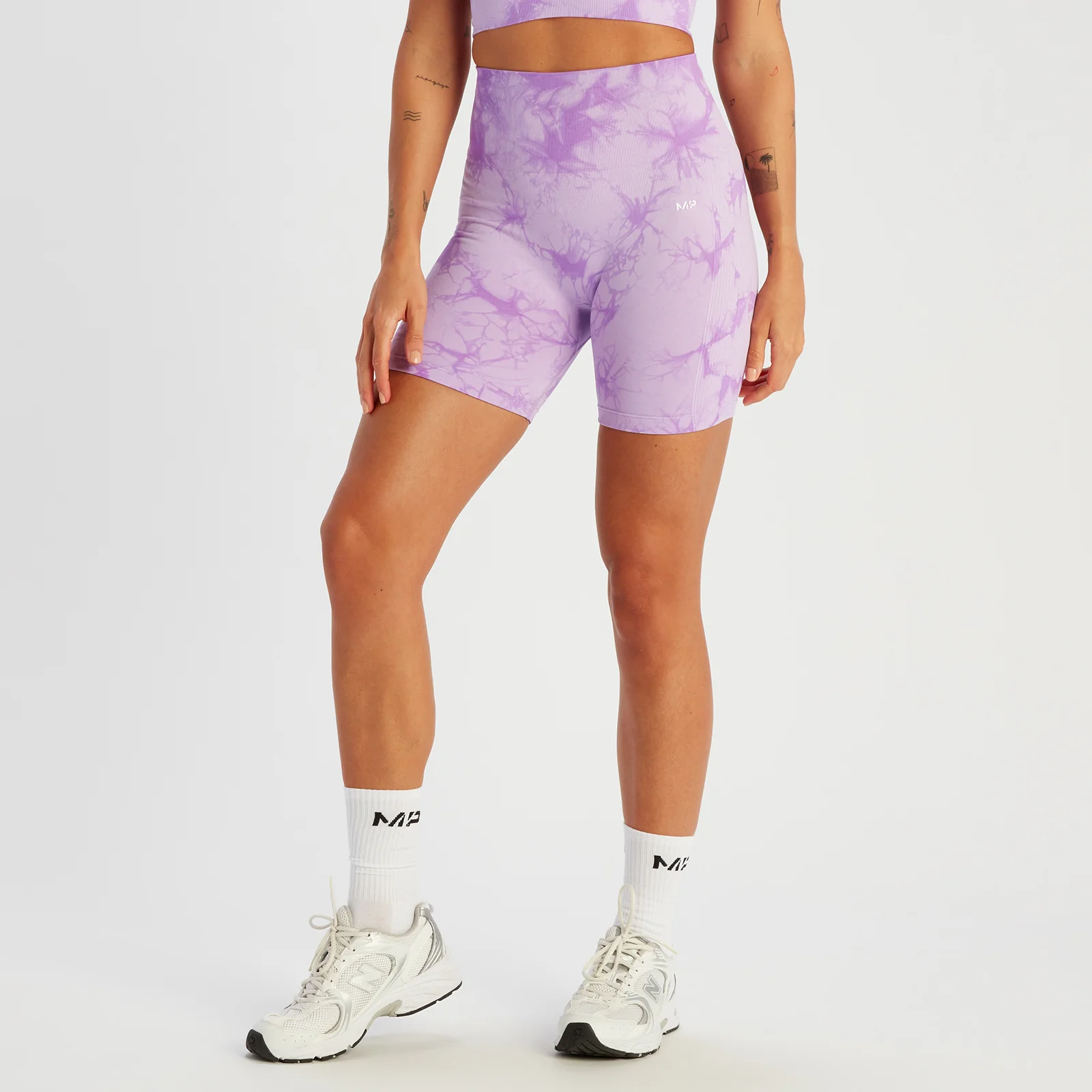 Pantalón corto de ciclismo sin costuras Shape para mujer de MP - Tie dye morado - XS Imagen 1