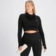 Camiseta corta acanalada sin costuras con cremallera de 1/4 Tempo para mujer de MP - Negro