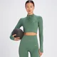 Camiseta corta acanalada sin costuras con cremallera de 1/4 Tempo para mujer de MP - Verde pino suave