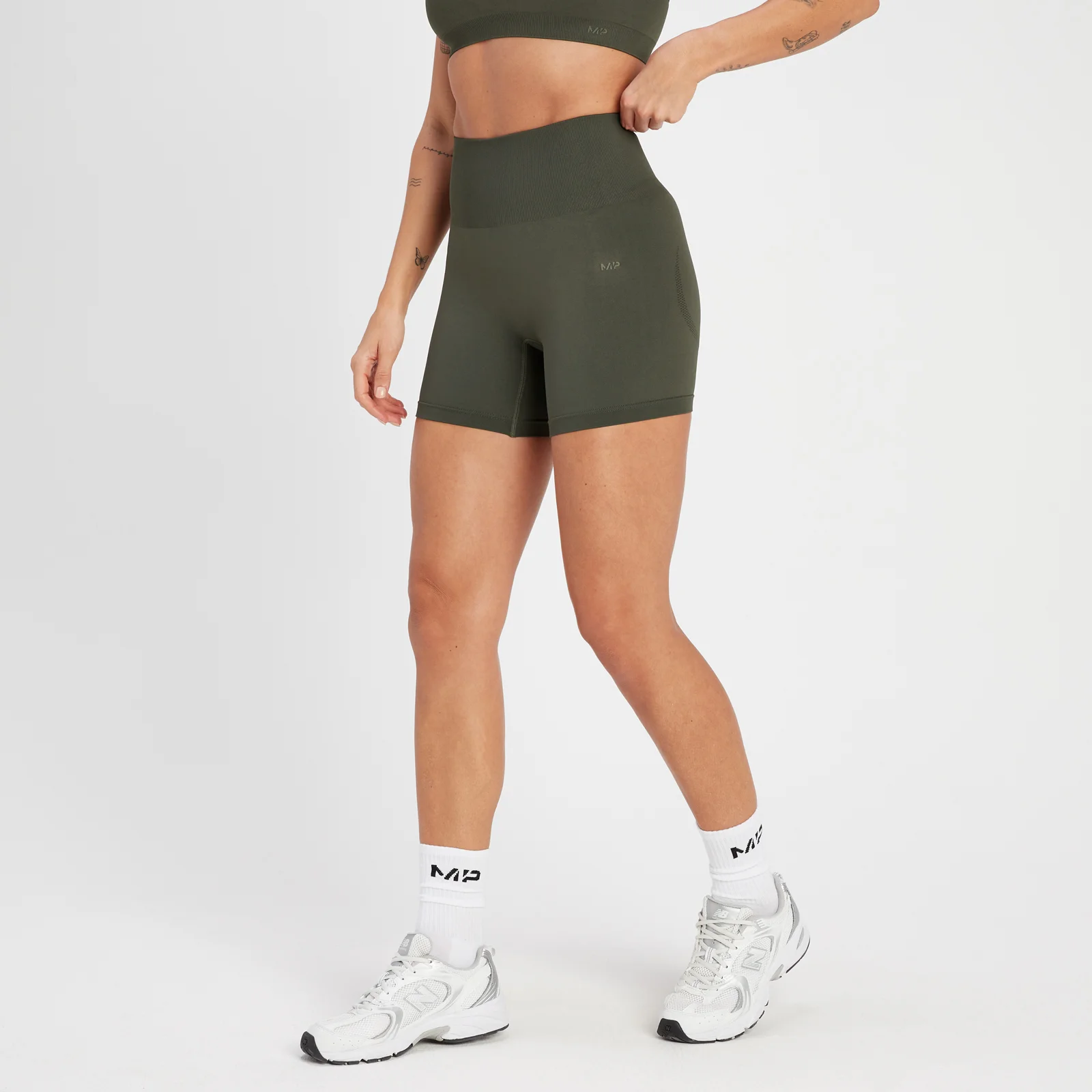 Pantalón supercorto sin costuras Rest Day para mujer de MP - Verde grisáceo - XS Imagen 1